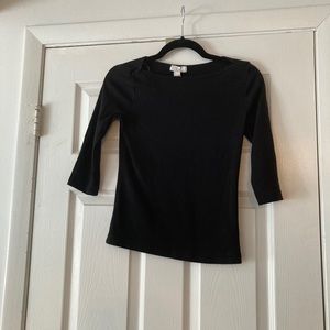 “XXL” brand boat neck black 3/4 sleeve tee shirt